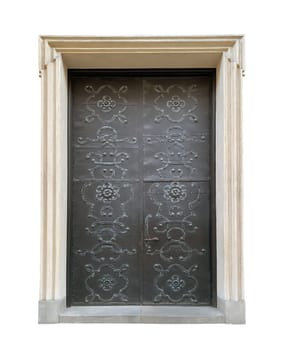 Old metal door isolated on white background