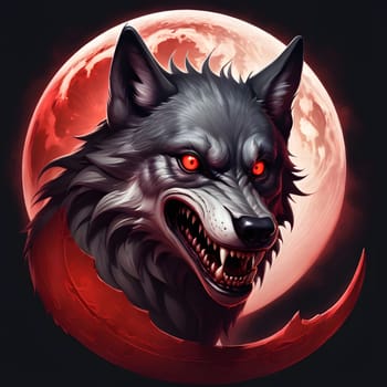 Bloodthirsty wolves howl at the red blood moon and spread terror