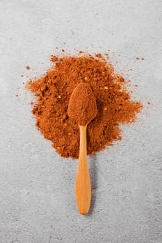 Overahead view of traditional Georgian seasoning - dry adjika on concrete background