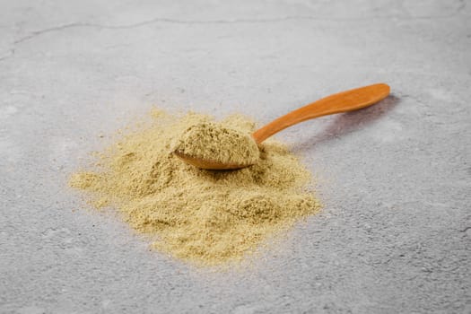 Traditional Georgian spice - utskho suneli and wooden spoon