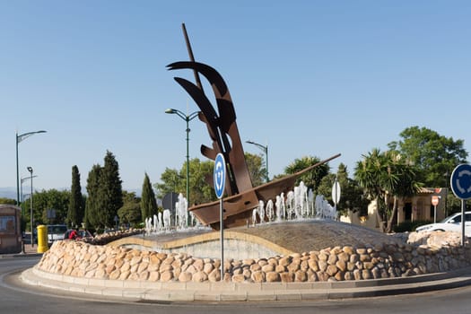 MALAGA, COSTA DEL SOL, SPAIN - AUGUST 28, 2019: Roundabout in Alhaurín