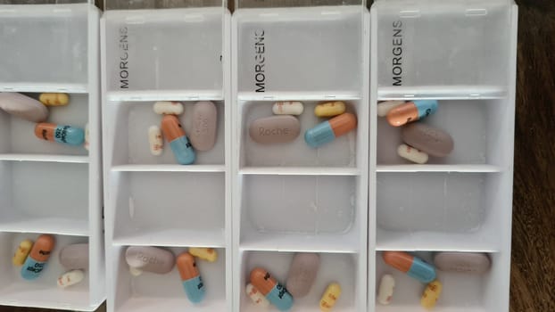 HEILIGENHAUS, NRW - MAY 17, 2021: Various tablets, immunosuppressive tablets, heart tablets