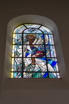 ESSEN, NRW, GERMANY - DECEMBER 26, 2014: Beautiful old stained glass window