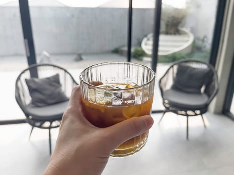 Iced americano black coffee fresh drink, stock photo