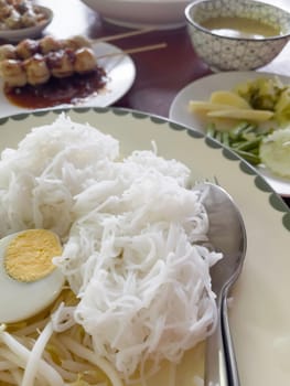 Thai street food noodles with soup, stock photo