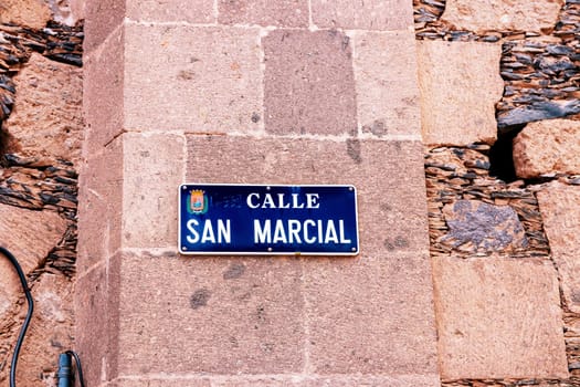 Gran Canaria, Spain, Canary Islands, Las Palmas - Jul 22, 2024. Street name sign in La Vegueta, as the historic old town of Las Palmas de Gran Canaria is known.