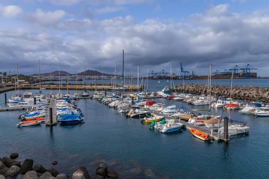 Gran Canaria, Spain: March 21, 2024: Marina of Las Palmas in Gran Canaria, Spain