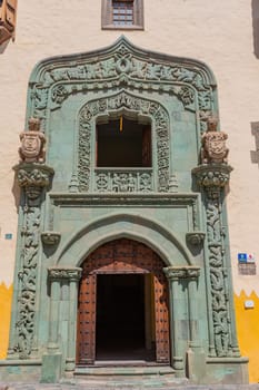 Gran Canaria, Spain: March 21, 2024: Entrance of the Library Colombina, Casa de Colon (Columbus house) Las Palmas, Gran Canaria, Spain