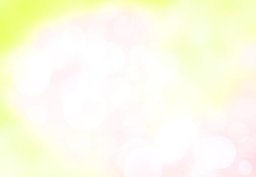 Abstract blurred fresh vivid spring summer light delicate pastel yellow white bokeh background texture with bright circular soft color lights. Beautiful backdrop illustration.