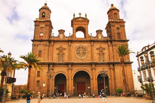 Gran Canaria, Spain, Canary Islands, Las Palmas - Jul 22, 2024. The Cathedral of Santa Ana is located in the middle of Vegueta, the oldest historic district of Las Palmas.