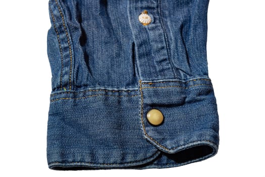 Denim shirt sleeve cuff with snap button