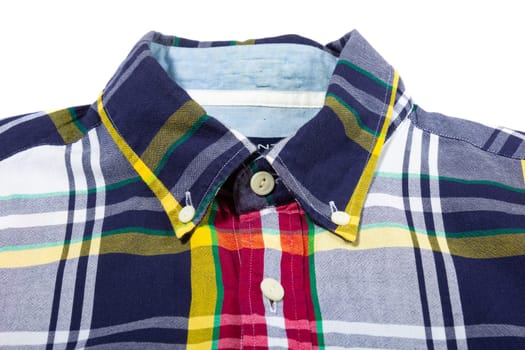 classic colorful button down shirt collar on a white background