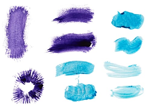 Purple and blue watercolor strokes on white background