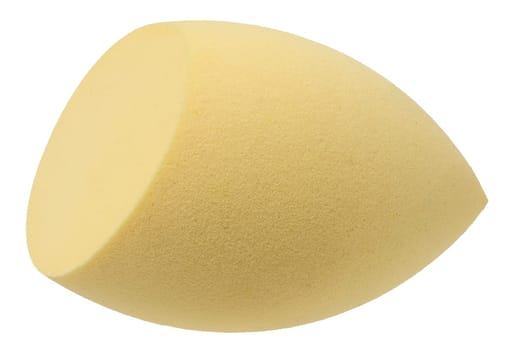Yellow egg shaped makeup sponge on isolated background