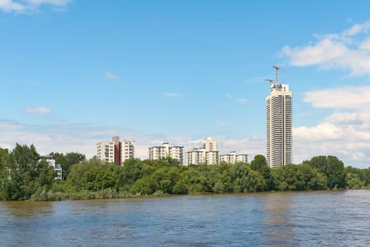 Colonia-Haus also known as Axa-Hochhaus and other residential buildings on the banks of the Rhine in Cologne
