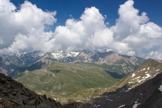 Landscape in Austrian Alps - High mountains of higt Tauern around Grossglockner. Austria.
