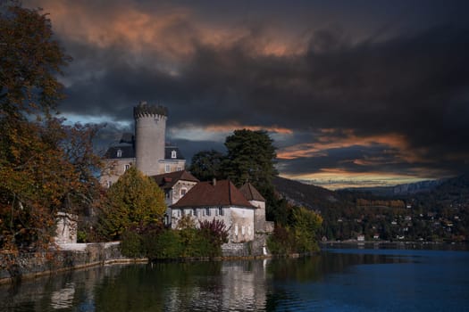 the Castle of Duingt, bad weather, Annecy  France