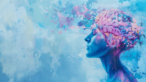 Consciousness of mind, colorful spiritual waves, positive thinking, self identidy and imagination, soul and energy astral body concept