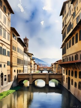 Florence city Italy watercolor art