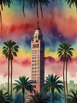 Los Angeles city watercolor art