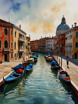 Venice city Italy watercolor art