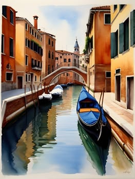 Venice city Italy watercolor art