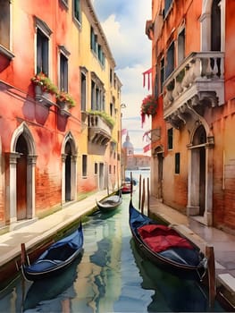 Venice city Italy watercolor art