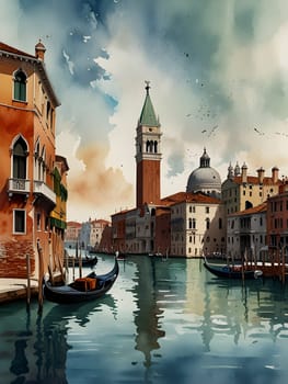 Venice city Italy watercolor art