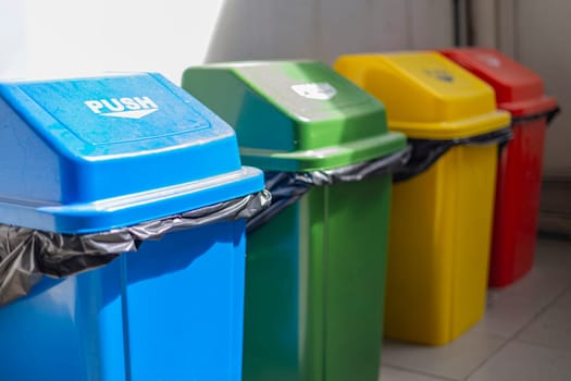Garbage for sorting trash. Colorful garbage bins.