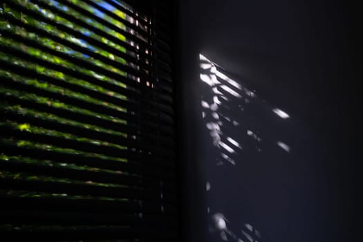 Shadow of the sun rays falling on the wall through the louvers during day.