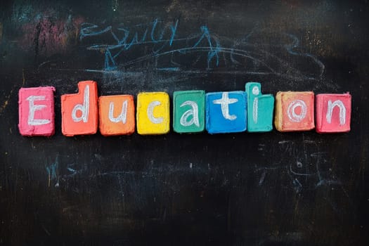 Word Education on a school chalkboard. Back to school concept. AI generated