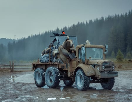 Rusty and deformed vehicles lie scattered across the landscape, witnesses to a bygone civilization.