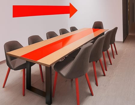 Conference table on which complex diagrams with arrows illustrate the different aspects of a business model.