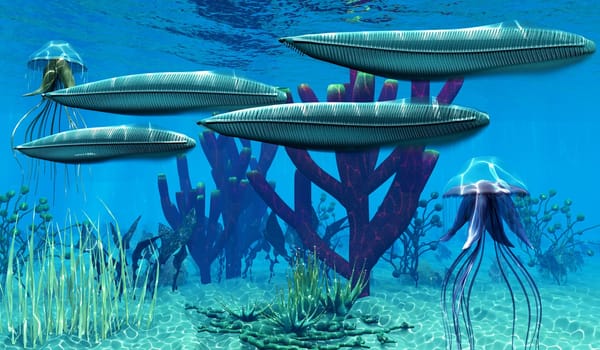 Pikaia was an arthropod predatory animal that lived in the seas of the Cambrian Age of British Columbia.