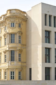 Reproduced historical and modern facades of the Humboldt Forum in Berlin in Germany