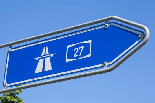 Traffic sign Signpost to the highway, Germany