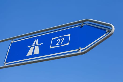 Traffic sign Signpost to the highway, Germany