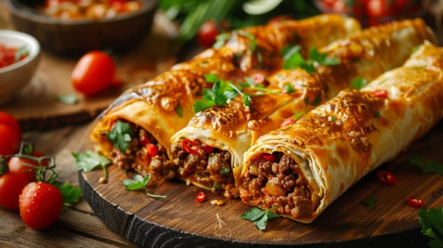 Turkish dish Tantuni with fried beef .