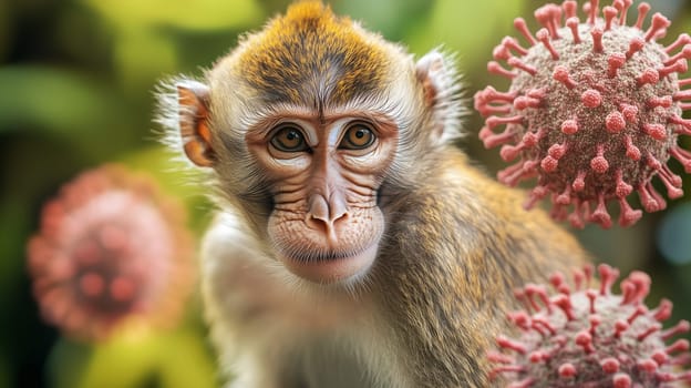 Mpox, monkey with monkeypox, outbreak of the MPXV virus, infectious disease spreading to human