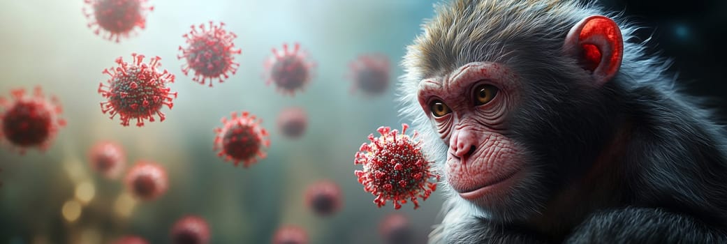 Mpox, monkey with monkeypox, outbreak of the MPXV virus, infectious disease spreading to human