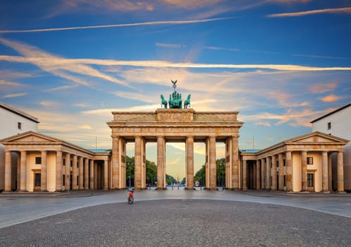 Brandenburg Gate or Brandenburger Tor at sunset, Berlin, Germany.