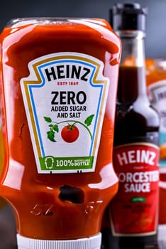 POZNAN, POL - AUG 7, 2024: Heinz products, brand manufactured by the H. J. Heinz Company, a division of the Kraft Heinz Company.