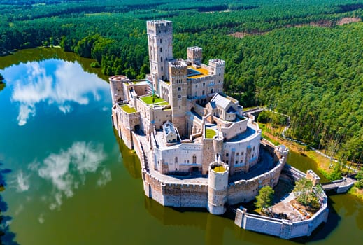 STOBNICA, POL - JUL 14, 2024: Stobnica Castle, a contemporary example of Revivalism, imitating a large medieval castle in Stobnica, Poland.