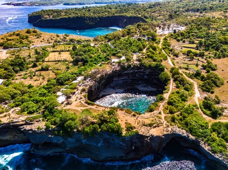 Airview of Broken Beach on Nusa Penida Island, Indonesia