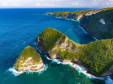 Airview of Kelingking Beach on Nusa Penida Island, Indonesia