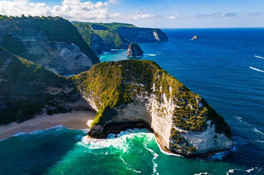 Airview of Kelingking Beach on Nusa Penida Island, Indonesia