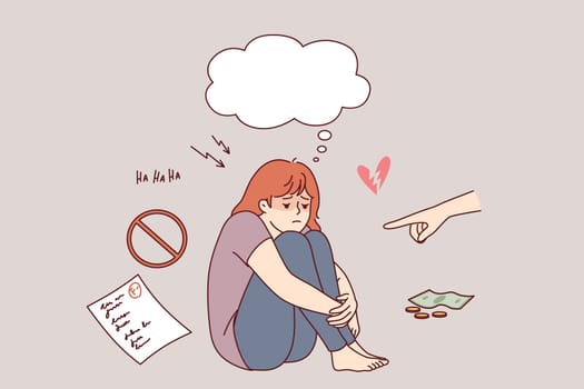 School age girl is scolded because of poor grades and is punished by depriving of food money. Sad school student needs understanding to relieve stress and improve academic performance