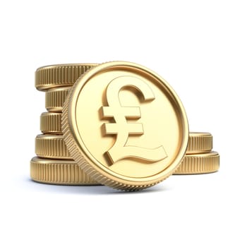 Golden coins with dollar currency symbol 3D rendering illustration isolated on white background