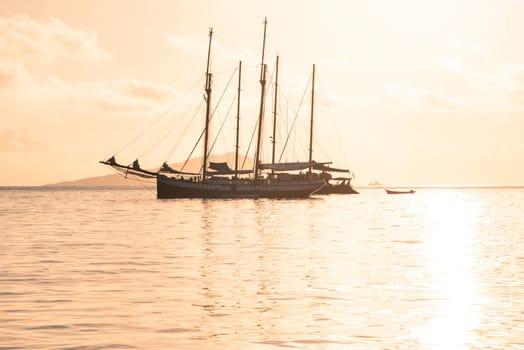 Recreational Yacht at the Indian Ocean. Beautiful sunset