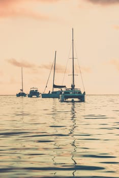 Recreational Yacht at the Indian Ocean. Beautiful sunrise